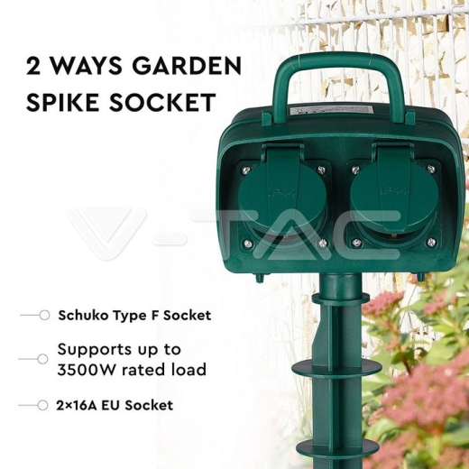 2 способи розетки Garden Spike з механічним таймером 3G 1,5 мм x 3 м IP44 зелений - 4