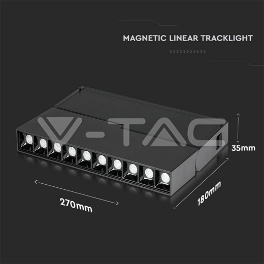 10 x 2 Вт світлодіодний магнітний SMD карданний лінійний прожектор чорний IP20 24 В 3000 К - 13