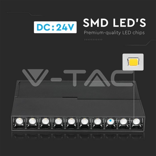 10 x 2 Вт світлодіодний магнітний SMD карданний лінійний прожектор чорний IP20 24 В 3000 К - 7