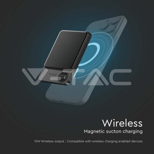 10000mAh 9mm Wireless Magnetic Power Bank сірий - 8