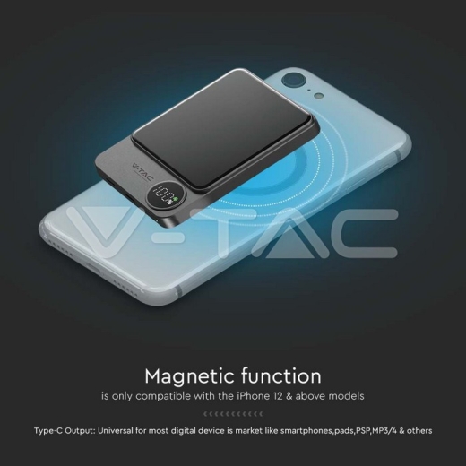 10000mAh 9mm Wireless Magnetic Power Bank сірий - 9